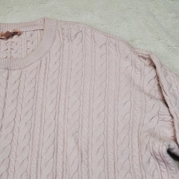 Philosophy Light Pink Chunky Cable Knit Casual Cute Cropped Sweater Plus Size 1X - Picture 2 of 8